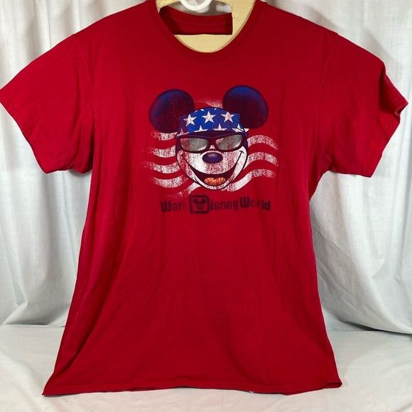 Disney Other - Walt Disney World Parks Patriotic Mickey Mouse T Shirt XL Red Flag Biker USA